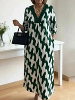 Color Block V-neck Midi Dress