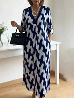 Color Block V-neck Midi Dress