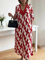 Color Block V-neck Midi Dress