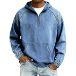 Casual Half-Zip Denim Jacket