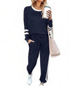 Solid Long Sleeve Pullover Drawstring Pants Set