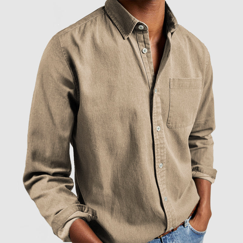 Men's cotton shirt - Khaki