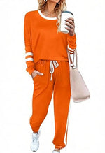 Solid Long Sleeve Pullover Drawstring Pants Set