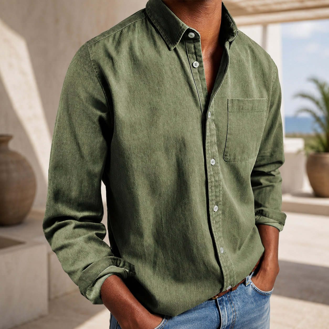 Men's everyday 100% cotton long sleeve shirt