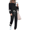 Solid Long Sleeve Pullover Drawstring Pants Set