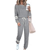 Solid Long Sleeve Pullover Drawstring Pants Set