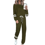 Solid Long Sleeve Pullover Drawstring Pants Set