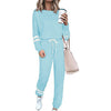 Solid Long Sleeve Pullover Drawstring Pants Set