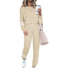 Solid Long Sleeve Pullover Drawstring Pants Set