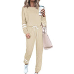Solid Long Sleeve Pullover Drawstring Pants Set