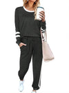 Solid Long Sleeve Pullover Drawstring Pants Set