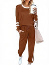Solid Long Sleeve Pullover Drawstring Pants Set