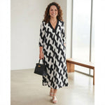 Color Block V-neck Midi Dress