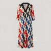 Color Block V-neck Midi Dress