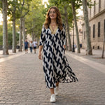 Color Block V-neck Midi Dress