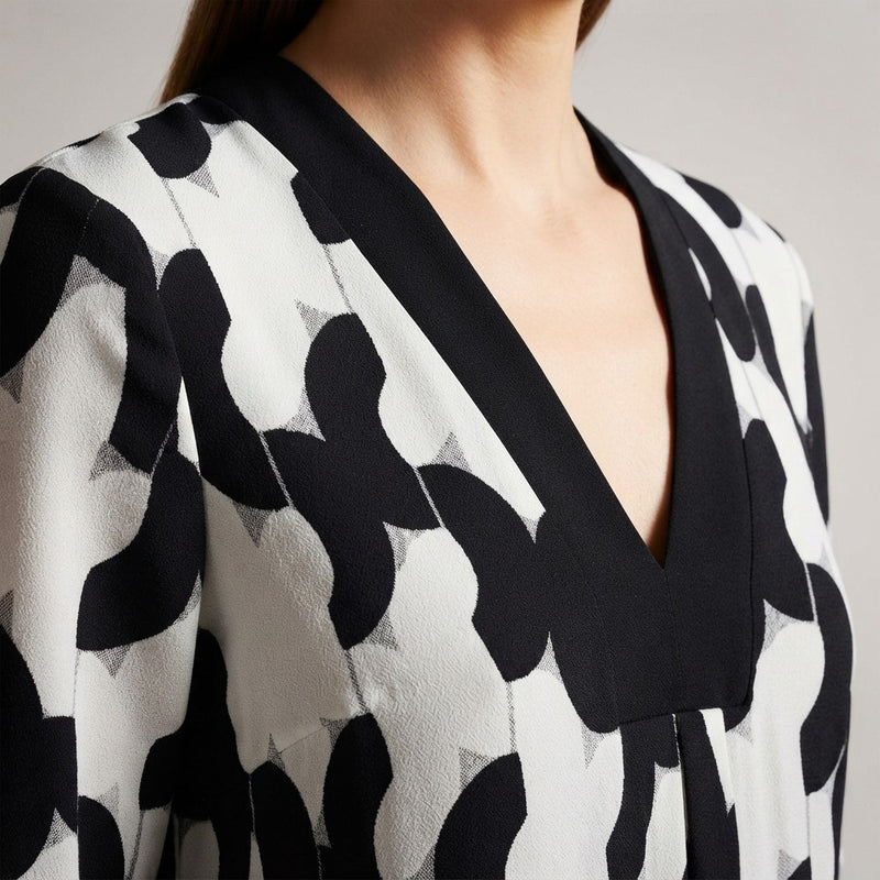 Color Block V-neck Midi Dress