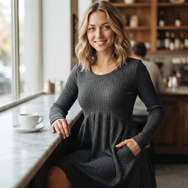 💎🧶 New Arrivals – Long-Sleeved Knit Midi Dress